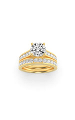Load image into Gallery viewer, 2CTW Round Shaped Lab Grown Diamond (F/VS) Channel Set Bridal Engagement Ring in 14K Gold
