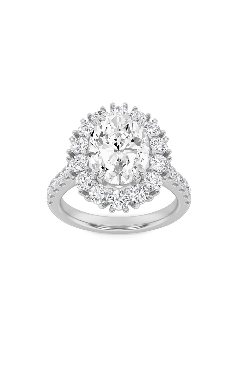4CTW Oval Shaped Lab Grown Diamond (F/VS) Bold Classic Engagement Ring in 14K Gold