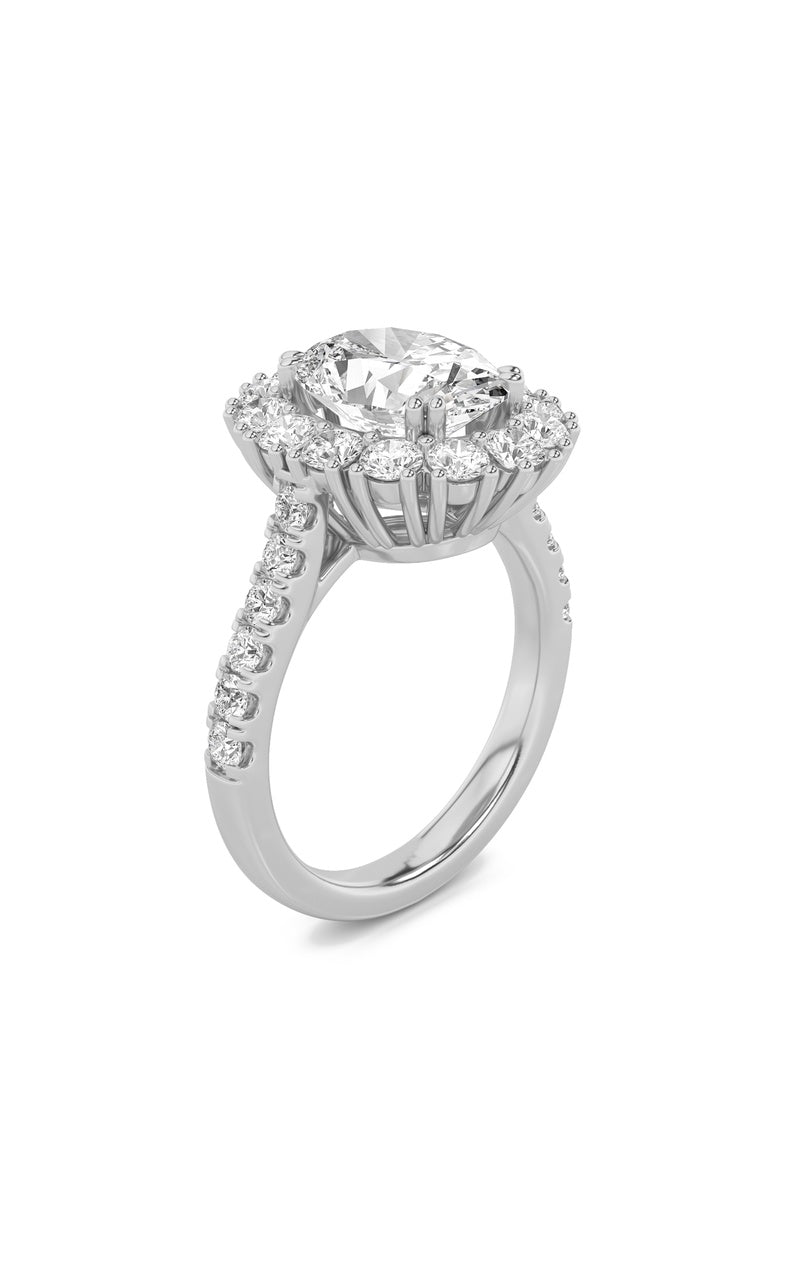 4CTW Oval Shaped Lab Grown Diamond (F/VS) Bold Classic Engagement Ring in 14K Gold
