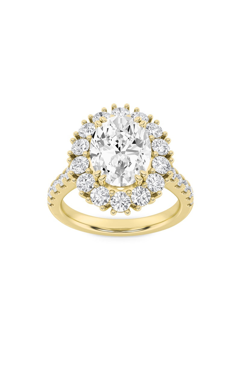 4CTW Oval Shaped Lab Grown Diamond (F/VS) Bold Classic Engagement Ring in 14K Gold