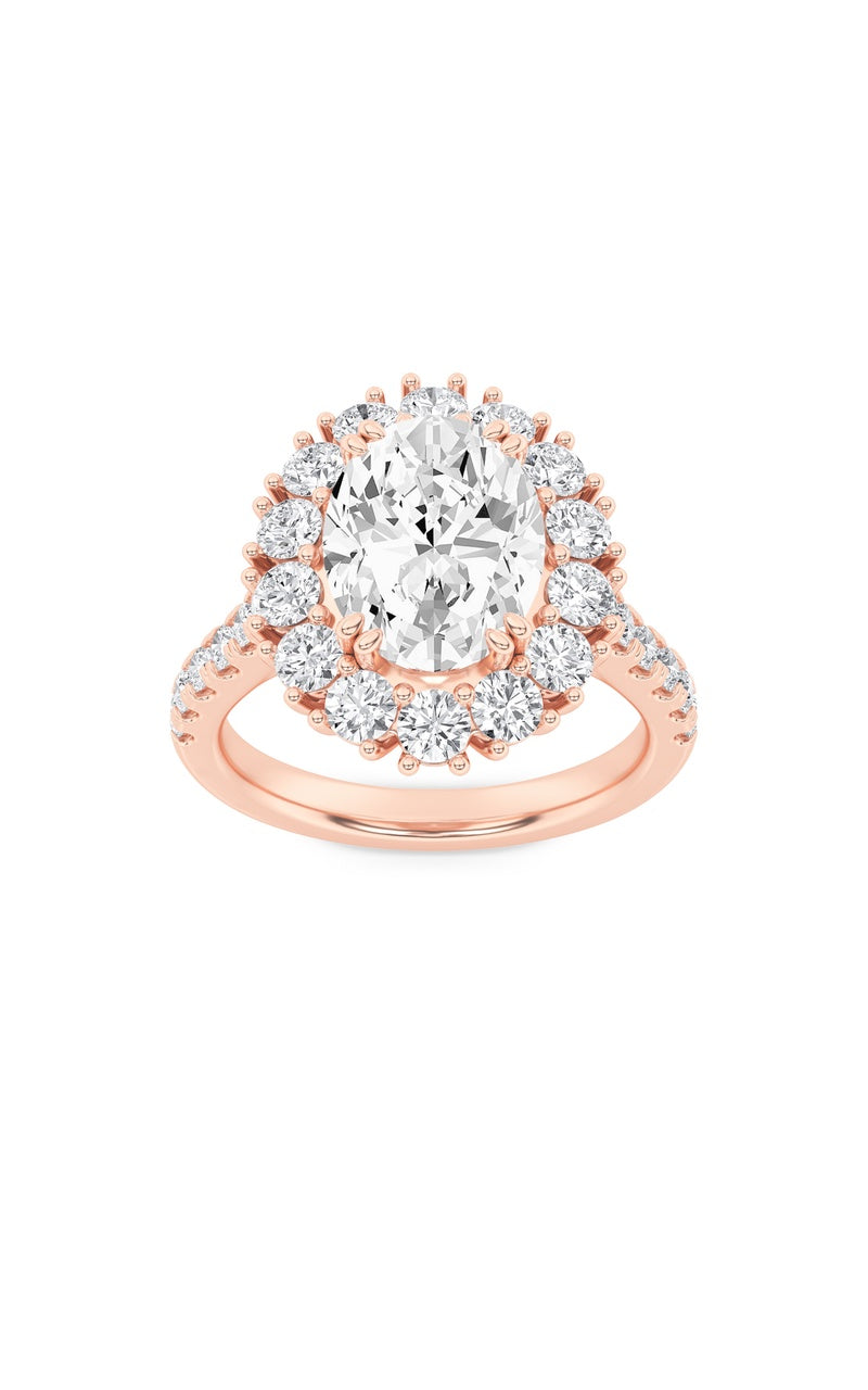 4CTW Oval Shaped Lab Grown Diamond (F/VS) Bold Classic Engagement Ring in 14K Gold