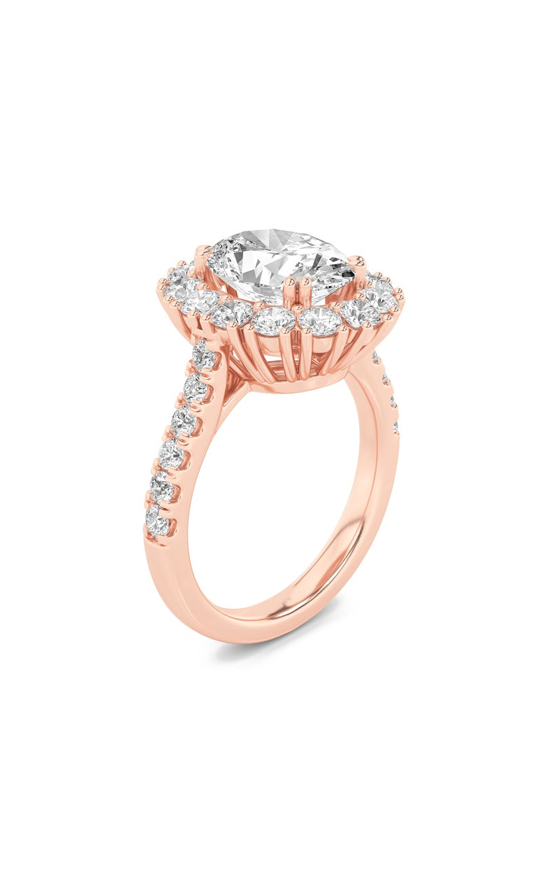 4CTW Oval Shaped Lab Grown Diamond (F/VS) Bold Classic Engagement Ring in 14K Gold