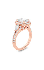 Load image into Gallery viewer, 3CTW Emerald Shaped Lab Grown Diamond (F/VS) Three Stone Bold Accented Engagement Ring in 14K Gold
