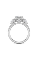 Load image into Gallery viewer, 3CTW Marquise Shaped Lab Grown Diamond (F/VS) Three Stone Bold Accented Engagement Ring in 14K Gold
