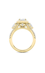 Load image into Gallery viewer, 3CTW Oval Shaped Lab Grown Diamond (F/VS) Three Stone Bold Accented Engagement Ring in 14K Gold
