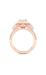 Load image into Gallery viewer, 3CTW Oval Shaped Lab Grown Diamond (F/VS) Three Stone Bold Accented Engagement Ring in 14K Gold
