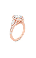 Load image into Gallery viewer, 3CTW Pear Shaped Lab Grown Diamond (F/VS) Three Stone Bold Accented Engagement Ring in 14K Gold
