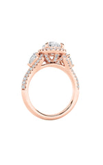 Load image into Gallery viewer, 3CTW Pear Shaped Lab Grown Diamond (F/VS) Three Stone Bold Accented Engagement Ring in 14K Gold
