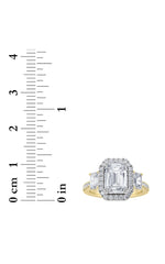 Load image into Gallery viewer, 3CTW Emerald Shaped Lab Grown Diamond (G/VS) Three Stone Accented Engagement Ring in 14K Gold
