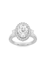 Load image into Gallery viewer, 3CTW Oval Shaped Lab Grown Diamond (G/VS) Three Stone Accented Engagement Ring in 14K Gold
