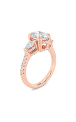 Load image into Gallery viewer, 3CTW Oval Shaped Lab Grown Diamond (F/VS) Three Stone Accented Engagement Ring in 14K Gold
