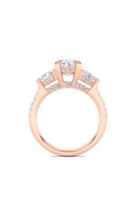 Load image into Gallery viewer, 3CTW Oval Shaped Lab Grown Diamond (F/VS) Three Stone Accented Engagement Ring in 14K Gold
