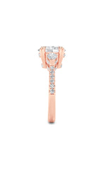 Load image into Gallery viewer, 3CTW Oval Shaped Lab Grown Diamond (F/VS) Three Stone Accented Engagement Ring in 14K Gold
