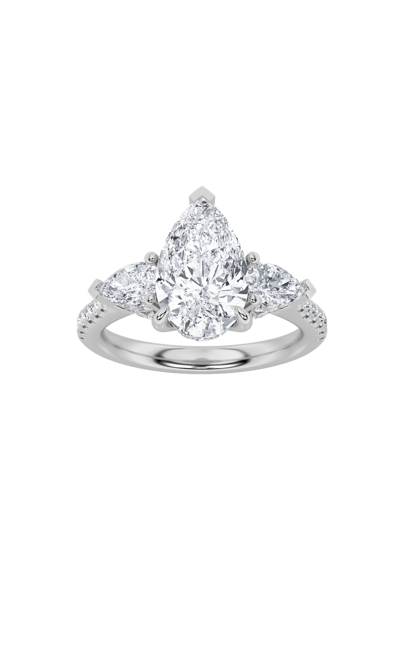 Vs) three stone accented engagement ring in 14k gold