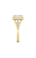Load image into Gallery viewer, 3CTW Emerald Shaped Lab Grown Diamond (F/VS) Halo Accented Engagement Ring in 14K Gold
