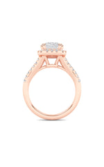 Load image into Gallery viewer, 3CTW Emerald Shaped Lab Grown Diamond (F/VS) Halo Accented Engagement Ring in 14K Gold
