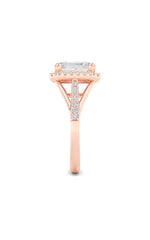 Load image into Gallery viewer, 3CTW Emerald Shaped Lab Grown Diamond (F/VS) Halo Accented Engagement Ring in 14K Gold

