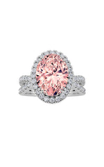 Load image into Gallery viewer, 4CTW Oval Shaped Lab Grown Diamond (F/VS) Split Shank Halo Engagement Ring in 14K Gold
