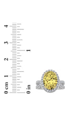 Load image into Gallery viewer, 4CTW Oval Shaped Lab Grown Diamond (F/VS) Split Shank Halo Engagement Ring in 14K Gold
