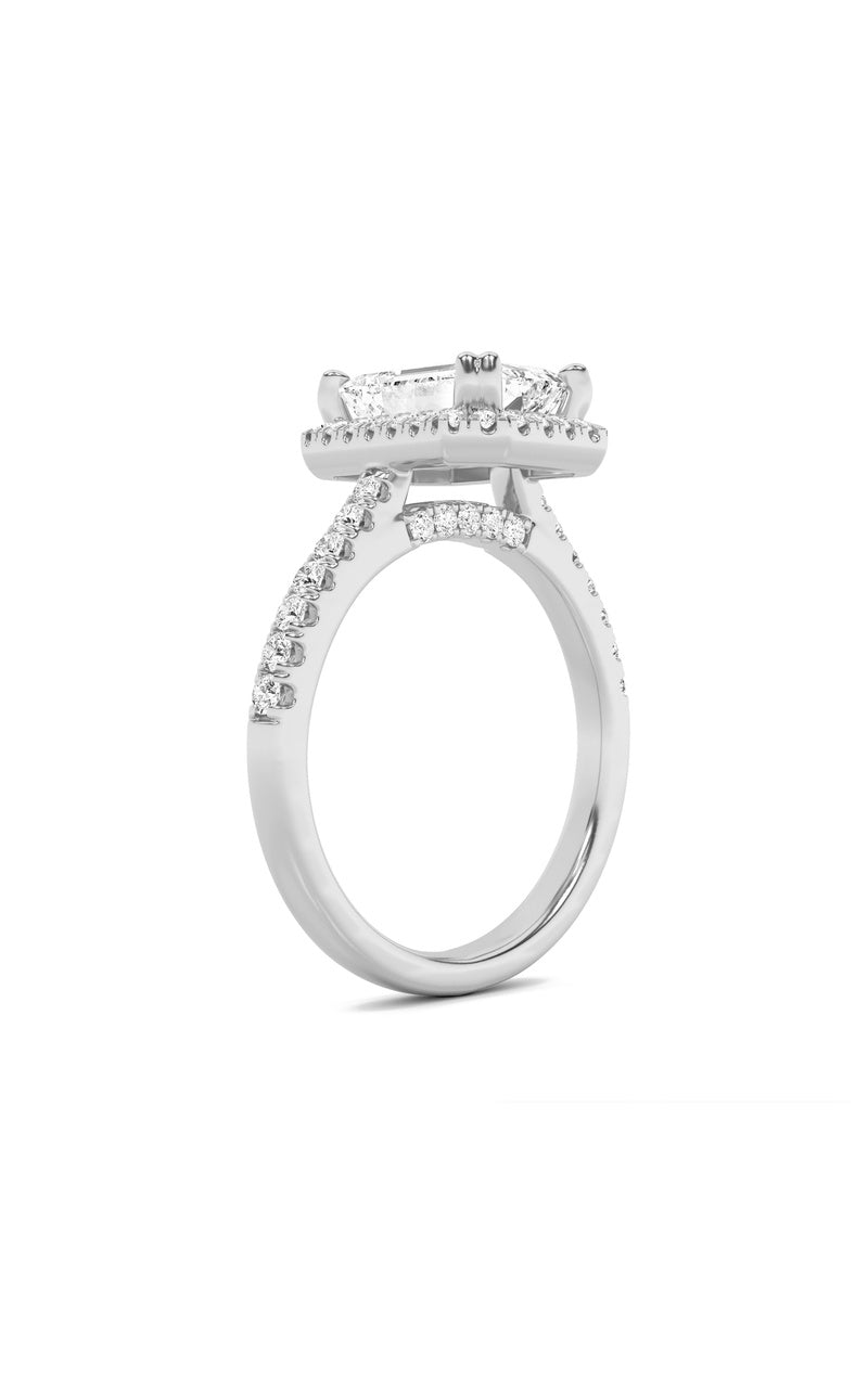 Vs) halo accented engagement ring in 14k gold