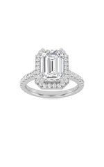 Load image into Gallery viewer, 3CTW Emerald Shaped Lab Grown Diamond (F/VS) Classic Halo Accented Engagement Ring in 14K Gold
