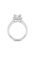 Load image into Gallery viewer, 3CTW Emerald Shaped Lab Grown Diamond (F/VS) Classic Halo Accented Engagement Ring in 14K Gold
