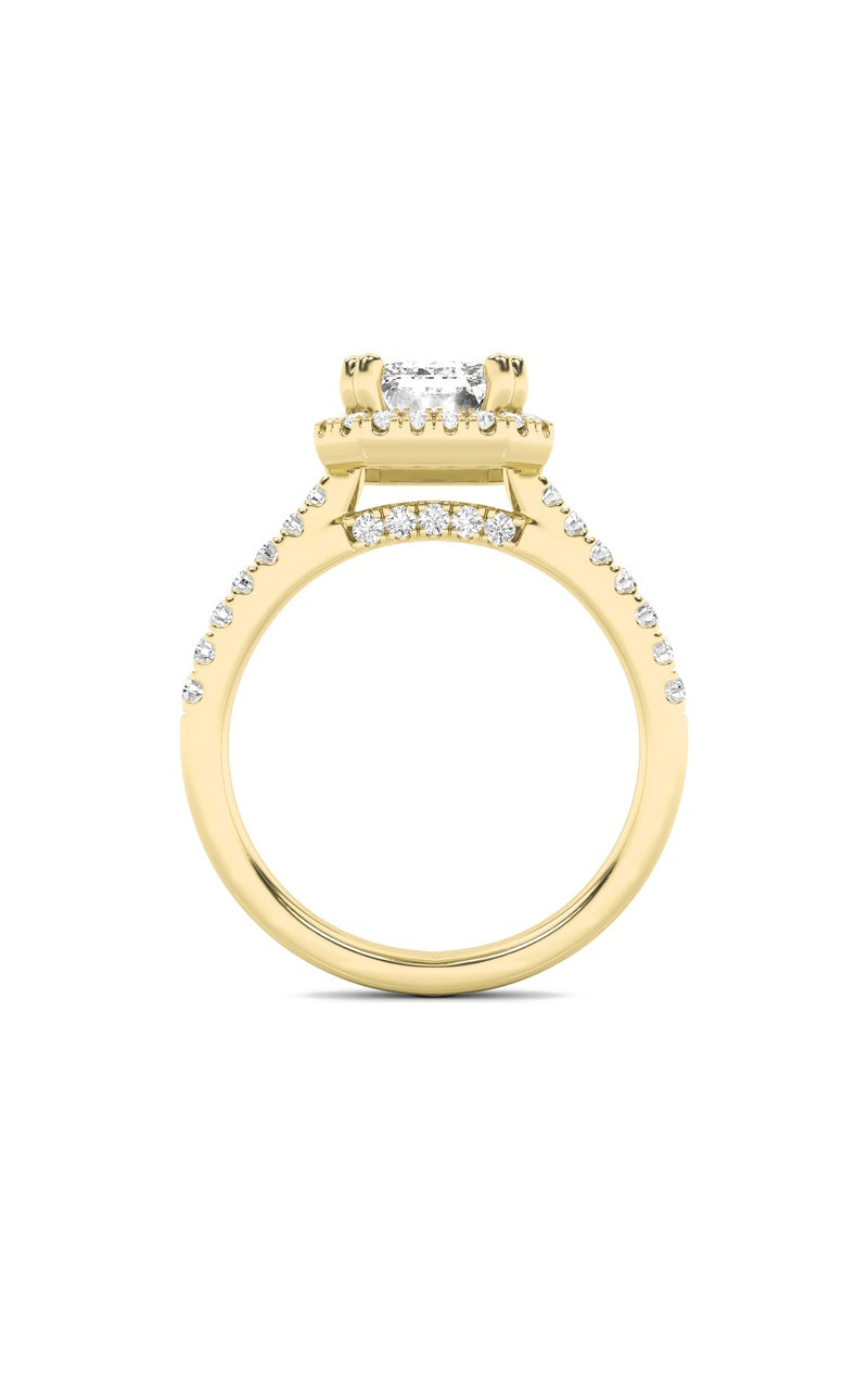 3CTW Emerald Shaped Lab Grown Diamond (F/VS) Classic Halo Accented Engagement Ring in 14K Gold