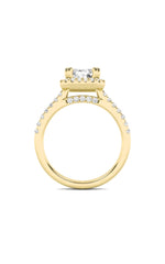 Load image into Gallery viewer, 3CTW Emerald Shaped Lab Grown Diamond (F/VS) Classic Halo Accented Engagement Ring in 14K Gold
