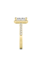 Load image into Gallery viewer, 3CTW Emerald Shaped Lab Grown Diamond (F/VS) Classic Halo Accented Engagement Ring in 14K Gold
