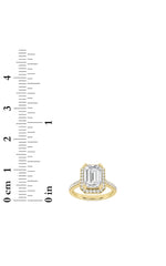 Load image into Gallery viewer, 3CTW Emerald Shaped Lab Grown Diamond (F/VS) Classic Halo Accented Engagement Ring in 14K Gold
