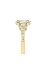 Load image into Gallery viewer, 5CTW Oval Shaped Lab Grown Diamond (F/VS) Three Stone Accented Engagement Ring in 14K Gold
