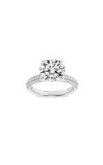 Load image into Gallery viewer, 2.5CTW Round Shaped Lab Grown Diamond (F/VS) Three Row Micro Pave Engagement Ring in 14K Gold
