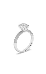 Load image into Gallery viewer, 2.5CTW Round Shaped Lab Grown Diamond (F/VS) Three Row Micro Pave Engagement Ring in 14K Gold
