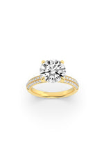 Load image into Gallery viewer, 2.5CTW Round Shaped Lab Grown Diamond (F/VS) Three Row Micro Pave Engagement Ring in 14K Gold
