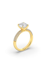 Load image into Gallery viewer, 2.5CTW Round Shaped Lab Grown Diamond (F/VS) Three Row Micro Pave Engagement Ring in 14K Gold
