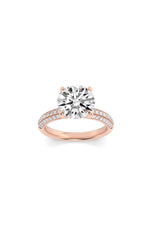 Load image into Gallery viewer, 2.5CTW Round Shaped Lab Grown Diamond (F/VS) Three Row Micro Pave Engagement Ring in 14K Gold
