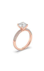 Load image into Gallery viewer, 2.5CTW Round Shaped Lab Grown Diamond (F/VS) Three Row Micro Pave Engagement Ring in 14K Gold
