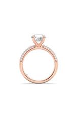 Load image into Gallery viewer, 2.5CTW Round Shaped Lab Grown Diamond (F/VS) Three Row Micro Pave Engagement Ring in 14K Gold
