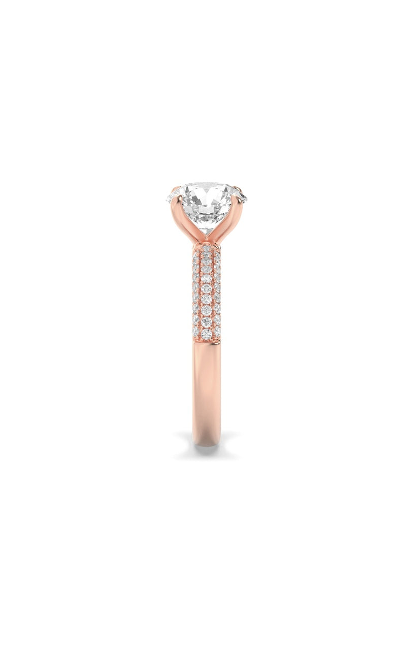 2.5CTW Round Shaped Lab Grown Diamond (F/VS) Three Row Micro Pave Engagement Ring in 14K Gold