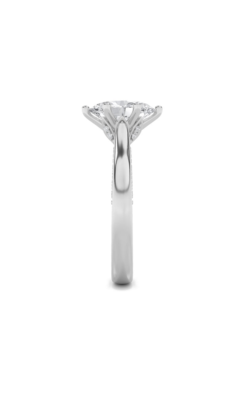 1.25CTW Oval Shaped Lab Grown Diamond (F/VS) Tulip Motif Accented Engagement Ring in 14K Gold