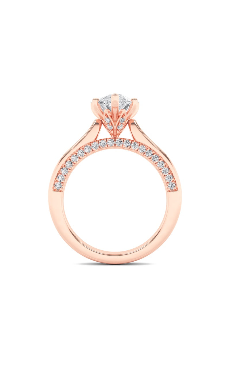 1.25CTW Pear Shaped Lab Grown Diamond (F/VS) Tulip Motif Accented Engagement Ring in 14K Gold