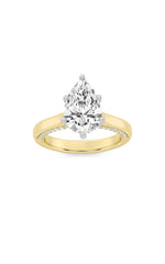 Load image into Gallery viewer, 1.25CTW Pear Shaped Lab Grown Diamond (F/VS) Tulip Motif Accented Engagement Ring in 14K Gold
