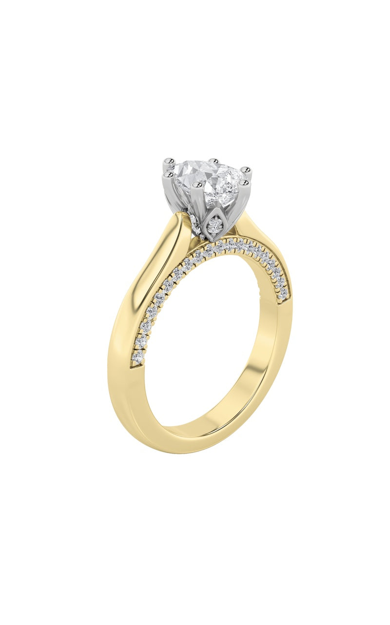 1.25CTW Pear Shaped Lab Grown Diamond (F/VS) Tulip Motif Accented Engagement Ring in 14K Gold
