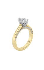 Load image into Gallery viewer, 1.25CTW Pear Shaped Lab Grown Diamond (F/VS) Tulip Motif Accented Engagement Ring in 14K Gold
