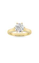Load image into Gallery viewer, 1.25CTW Round Shaped Lab Grown Diamond (F/VS) Tulip Motif Accented Engagement Ring in 14K Gold
