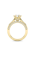 Load image into Gallery viewer, 1.25CTW Round Shaped Lab Grown Diamond (F/VS) Tulip Motif Accented Engagement Ring in 14K Gold
