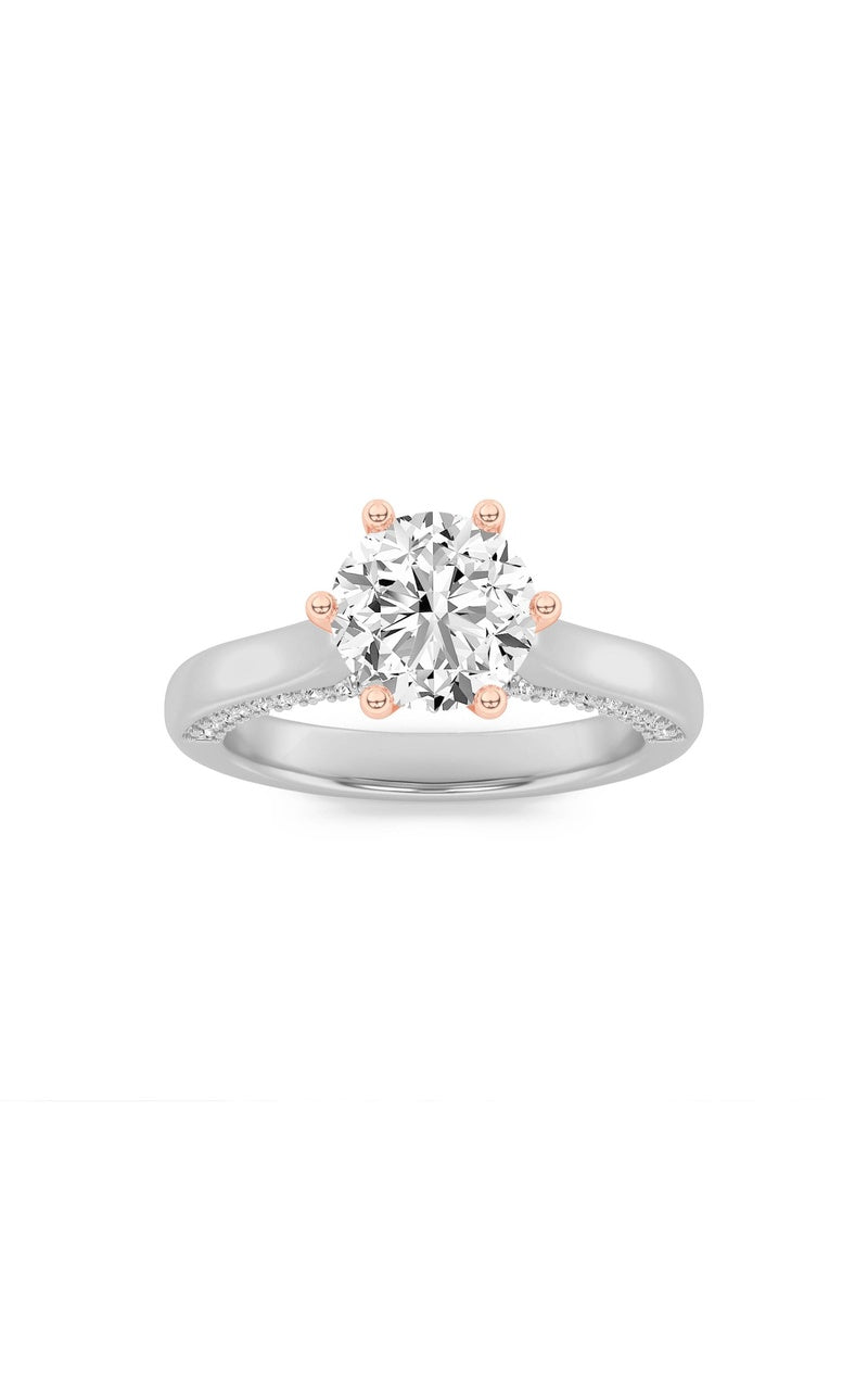 1.25CTW Round Shaped Lab Grown Diamond (F/VS) Tulip Motif Accented Engagement Ring in 14K Gold