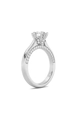Load image into Gallery viewer, 2CTW Round Shaped Lab Grown Diamond (F/VS) Tulip Motif Accented Engagement Ring in 14K Gold
