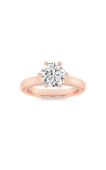 Load image into Gallery viewer, 2CTW Round Shaped Lab Grown Diamond (F/VS) Tulip Motif Accented Engagement Ring in 14K Gold
