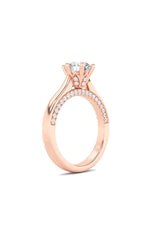 Load image into Gallery viewer, 2CTW Round Shaped Lab Grown Diamond (F/VS) Tulip Motif Accented Engagement Ring in 14K Gold
